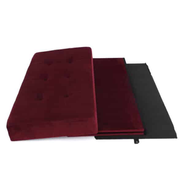 Experience Comfort and Elegance with the Velvet Red Storage Ottoman Bench