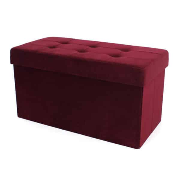 Luxurious Velvet Red Storage Ottoman Bench