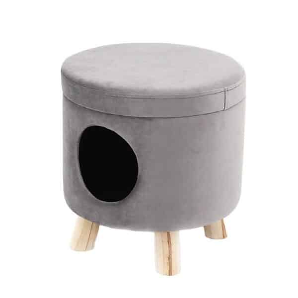 Round Grey Ottoman Stool