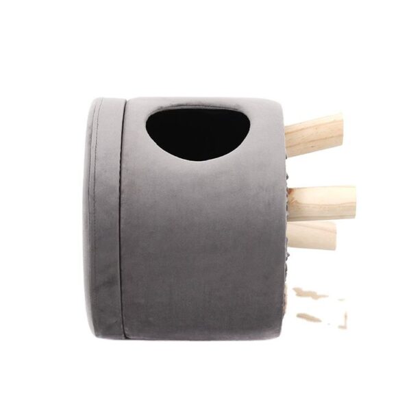 Round Grey Ottoman Stool With Hole For Cats