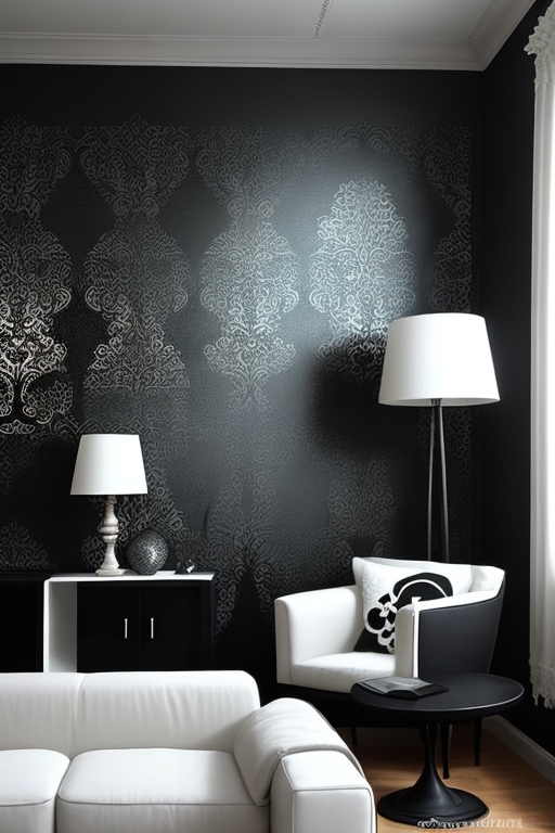 Black and white damask pattern