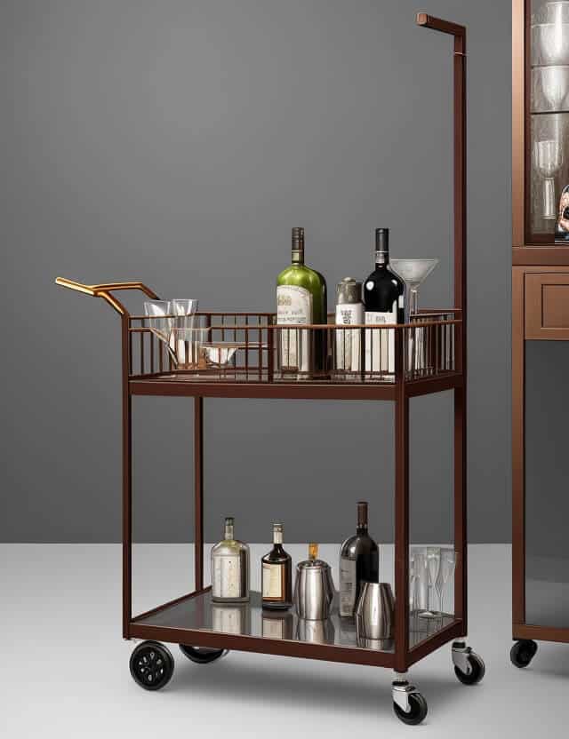 Stylish bar carts on wheels for serving storage