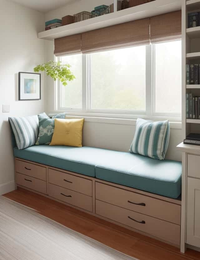Window seats with hidden storage underneath
